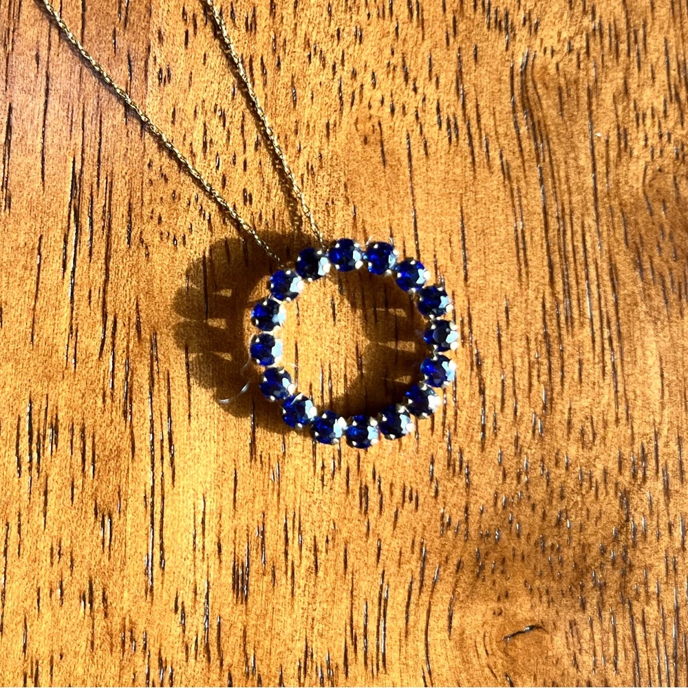 Sapphire Circle Pendant Necklace